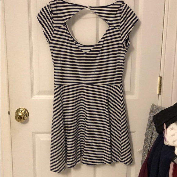 Blue and White striped Mini Dress - Picture 2 of 4